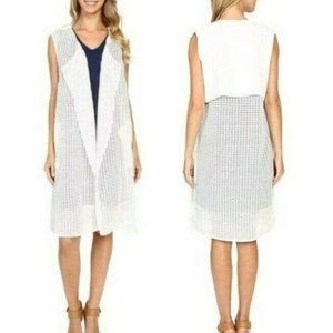Nic + Zoe White Open Front Cotton Blend Vest